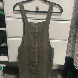 Green Zip Up Corduroy overall dress